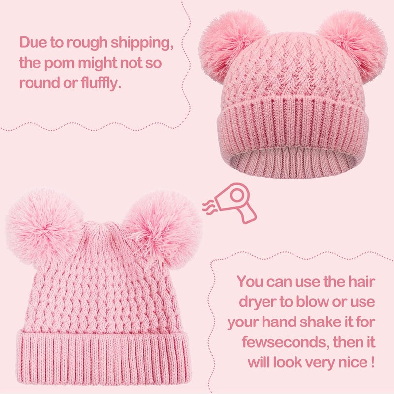 KDVOG Store Kids Winter Hat Warm Knitted Beanies with Double Pom Pom Thick Ski Cap for Boys Girls 7-12 Years - Image 5